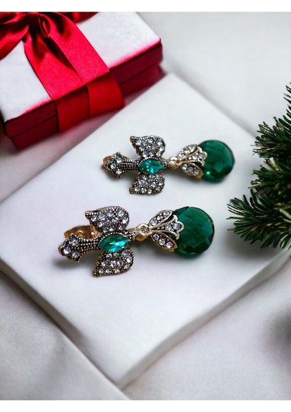 Kedi Gözü Kristal Taş Sallantılı Kırlangıç Figürü Küpe