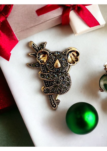 Black Diamond Taşlı Koala Broş