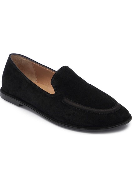 Siyah Hakiki Süet Deri Kadın Loafer - K25I1AY68042-A01