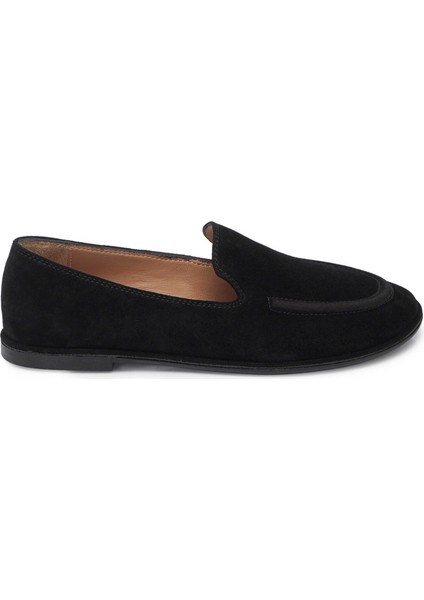 Siyah Hakiki Süet Deri Kadın Loafer - K25I1AY68042-A01