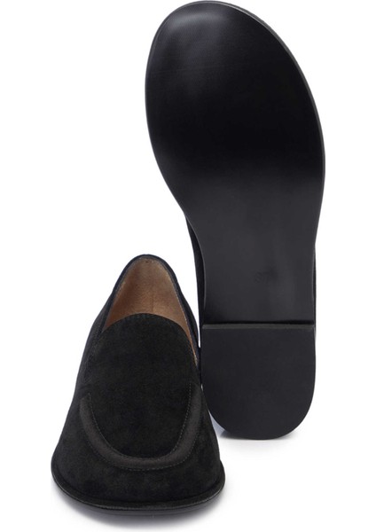 Siyah Hakiki Süet Deri Kadın Loafer - K25I1AY68042-A01