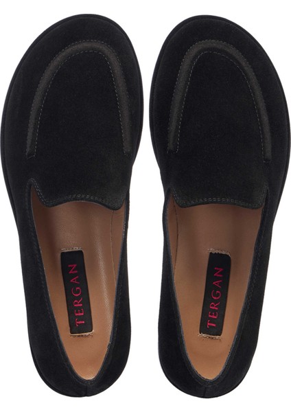Siyah Hakiki Süet Deri Kadın Loafer - K25I1AY68042-A01