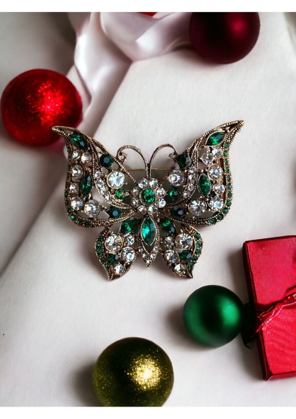 Yakut Swarosvki Taşlı Kelebek Broş