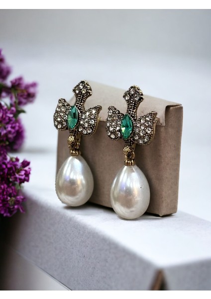 Su Damlası İnci Sallantılı Kırlangıç Figürü Küpe modelleri