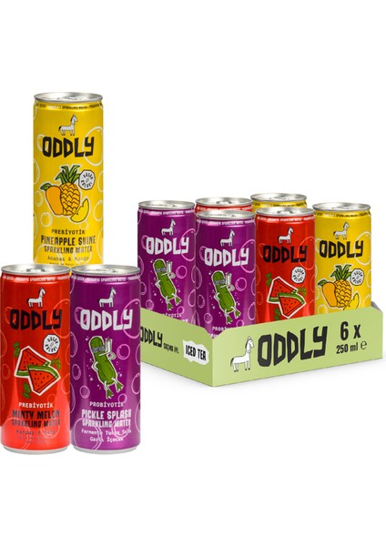 Bu Üçlü Çok Güçlü! (Turşu Suyu, Karpuz-Nane, Ananas-Mango) Gazlı İçecek Kutu 250 ml 6 Adet