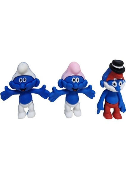 Kutulu 3'lü Şirinler Mini Figürlü Set