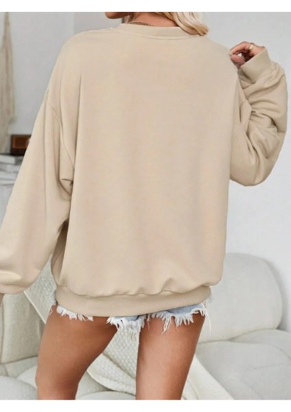 Kadın Gobble Baskılı Oversize Sweatshirt