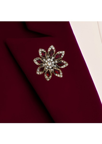 Mor Taşlı Çiçek Motifli Broş modelleri