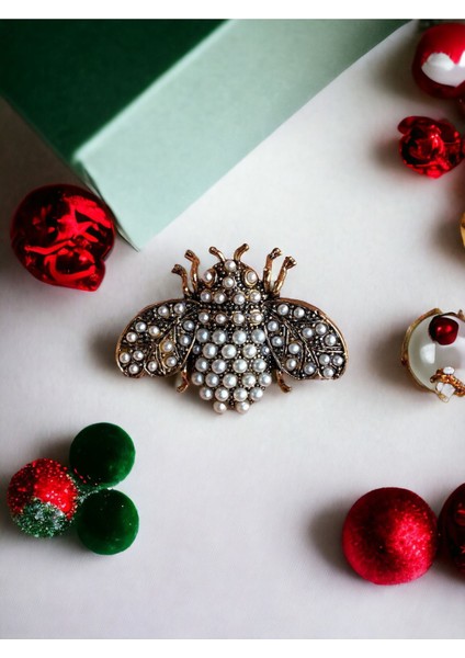 Inci Işlemeli Bal Arısı Figür Broş