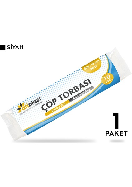 Çöp Torbası Profesyonel Jumbo Boy 1000 gr 80 x 110 cm Siyah