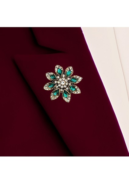 Mor Taşlı Çiçek Motifli Broş fırsatları