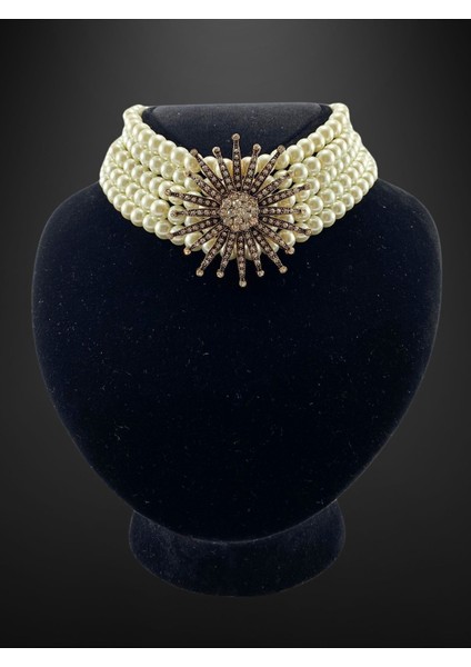 Turkuaz Taş Detaylı İnci Kolye modelleri