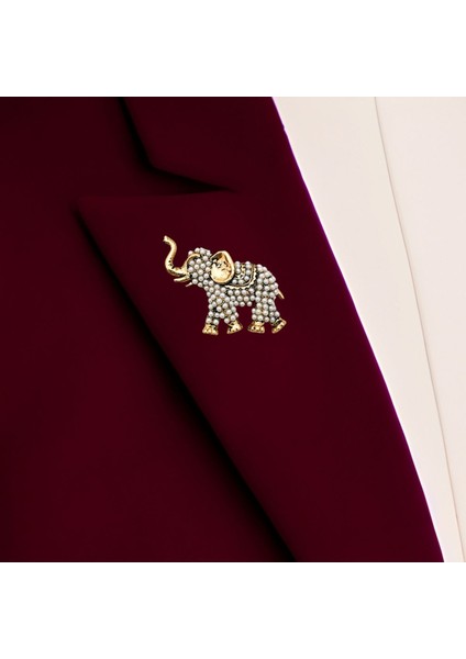 Turkuaz Taşlı Fil Motif Broş fiyatları