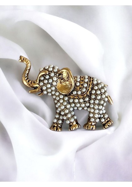 Turkuaz Taşlı Fil Motif Broş modelleri