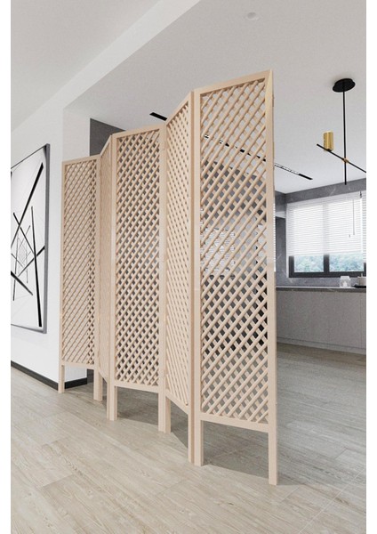 Doğal Ahşap Seperatör 5 Kanat Paravan 000086 fiyatları