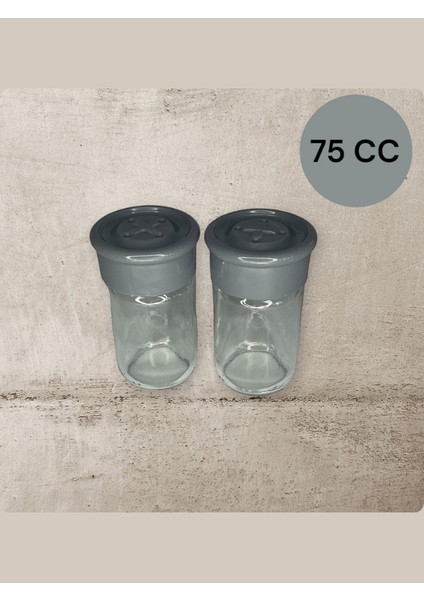 2 Adet Cam Tuzluk Plastik Kapaklı (Kutuludur)- 75 cc