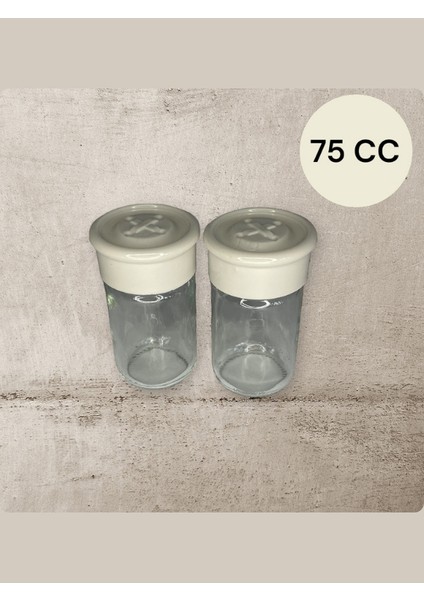 2 Adet Cam Tuzluk Plastik Kapaklı (Kutuludur)- 75 cc