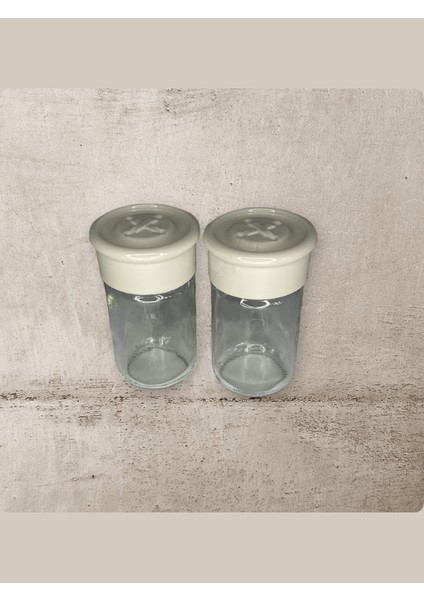 2 Adet Cam Tuzluk Plastik Kapaklı (Kutuludur)- 75 cc modelleri