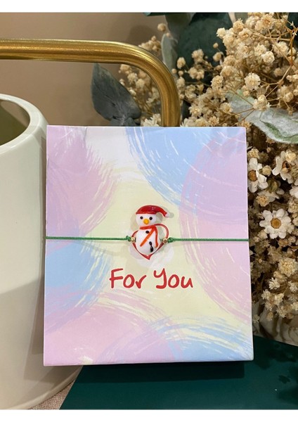 Yeni Yıl Kardan Adam Cam Murano Bileklik Yılbaşı Temalı Christmas Bileklik