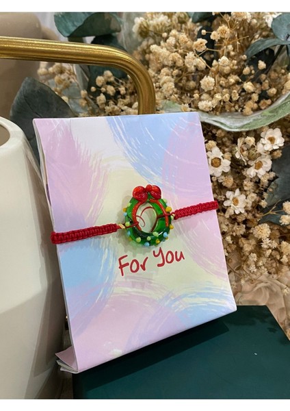 Yılbaşı Noel Çelenk Cam Murano Bileklik Yeni Yıl Temalı Christmas Bileklik fiyatları
