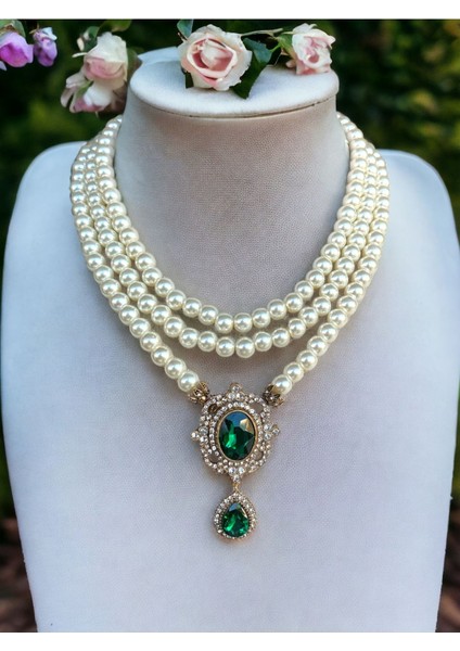 Black Diamond Kristal Taşlı İnci Kolye