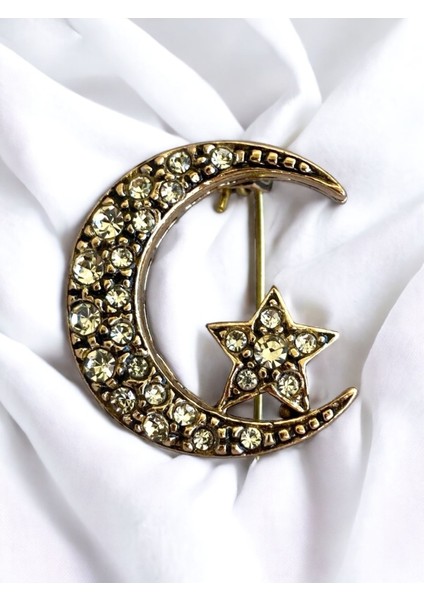 Füme Gri Elmas Montür Ay Yıldız Broş fiyatları