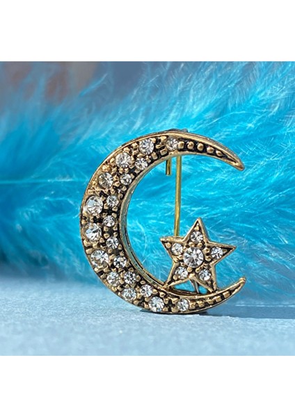 Füme Gri Elmas Montür Ay Yıldız Broş modelleri