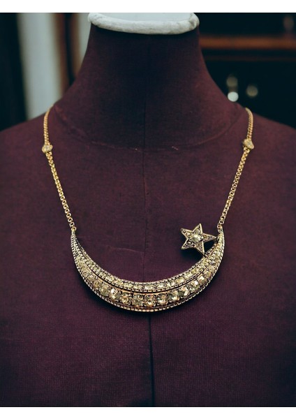 Kristal Taşlı Ay Yıldız Kolye modelleri