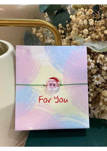 Yeni Yıl Noel Baba Cam Murano Bileklik Yılbaşı Temalı Christmas Bileklik