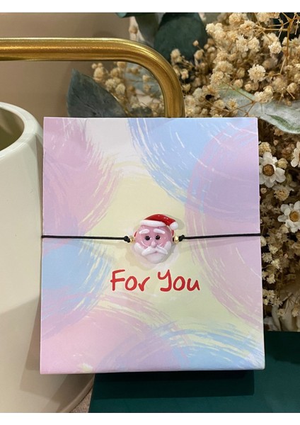 Yeni Yıl Noel Baba Cam Murano Bileklik Yılbaşı Temalı Christmas Bileklik