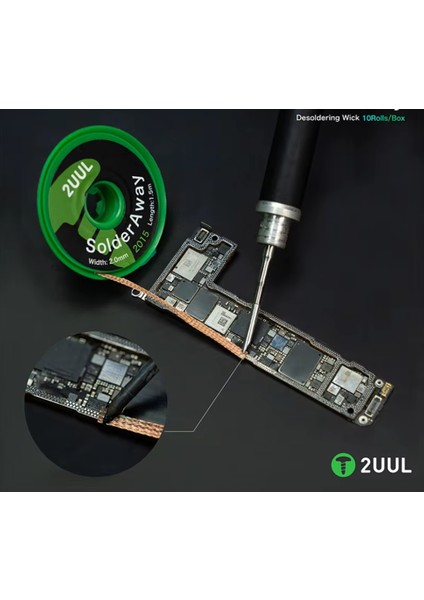 2uul Solder Away Lehim Sökme Fitil Temiz Lehimleme 2015 Pcb Onarımı Telefon Anakart Kaynak Akı Tel Ic Bga Cpu Nand Değiştirme Aracı