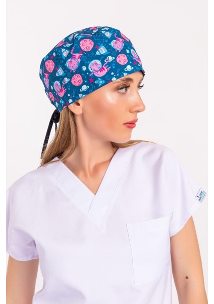 Unisex Uzaylı Kedi Desenli Cerrahi Bone Hemşire Doktor Saç Bonesi fiyatları