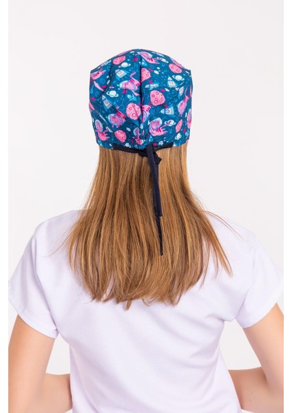 Unisex Uzaylı Kedi Desenli Cerrahi Bone Hemşire Doktor Saç Bonesi fırsatları