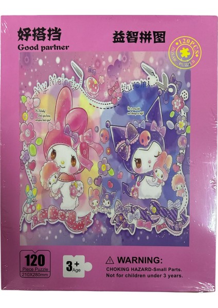 Kuromi My Melody 120 Parça Çerçeveli Jigsaw Puzzle Yapboz
