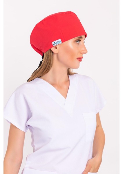 Unisex Düz Nar Çiçeği Renk Cerrahi Bone Hemşire Doktor Saç Bone