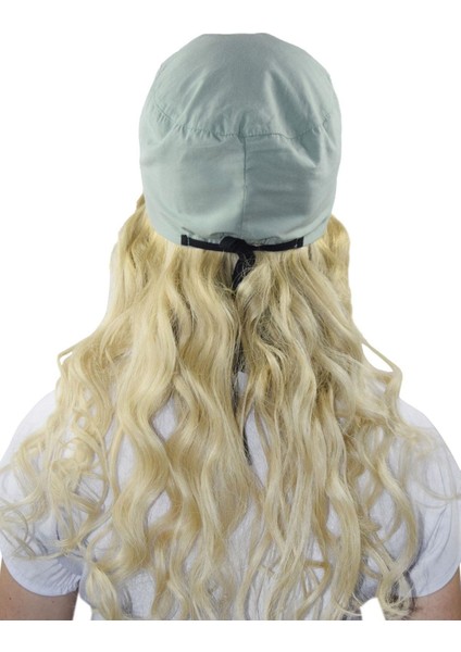 Unisex Su Yeşili Kalp Ritim Nakışlı Cerrahi Bone Hemşire Saç Bonesi