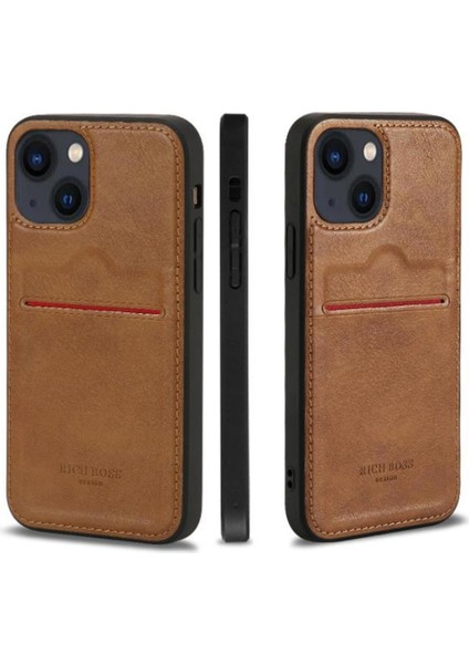 Apple iPhone 16 Pro Kartlıklı Lüx Deri Kılıf Açık Kahve