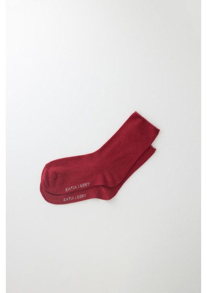 Kadın Bordo Renkli Lastiksiz Modal Kumaş Ince Soket Çorap