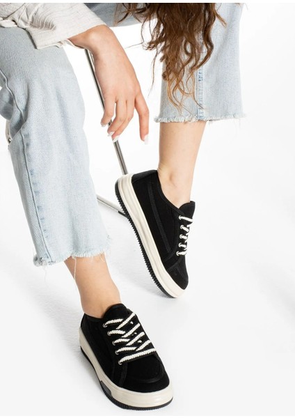 Incila Garantili Ortopedik Yüksek Taban Bağcıklı Bez Spor Sneaker Ayakkabı INCILA-7189