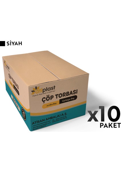Çöp Torbası Profesyonel Jumbo Boy 1000 gr 80 x 110 cm Siyah 10 Rulo