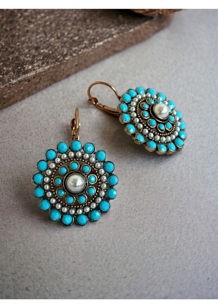 Turkuaz ve İncili Küpe fiyatları