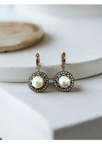 Kristal Taşlı Yuvarlak İnci Küpe fiyatları