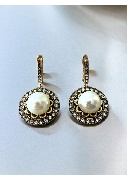 Kristal Taşlı Yuvarlak İnci Küpe indirimleri