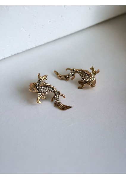 Turkuaz Taşlı Balık Figür Küpe fiyatları