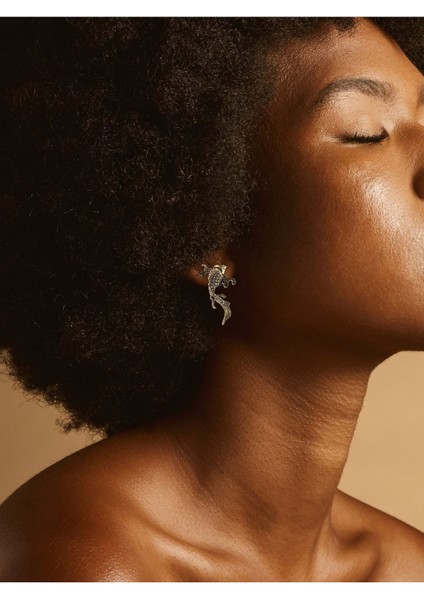 Turkuaz Taşlı Balık Figür Küpe modelleri