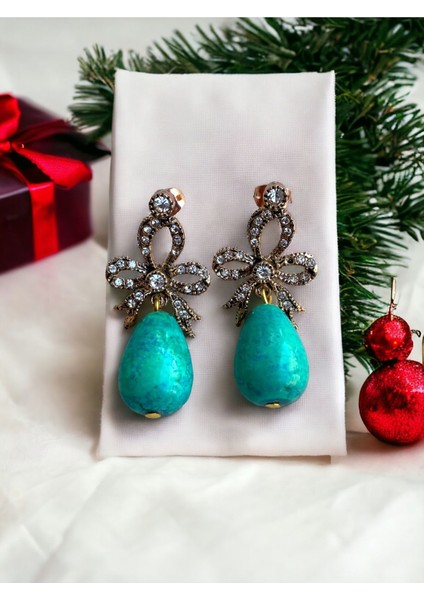 Fiyonk Figür Amazonit Doğal Taş Küpe