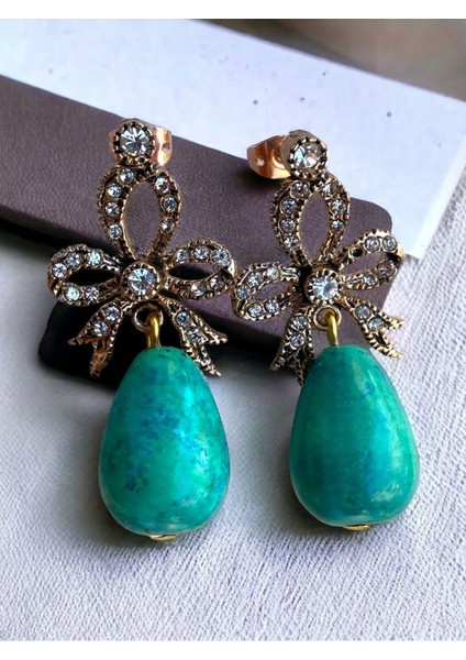 Fiyonk Figür Amazonit Doğal Taş Küpe modelleri