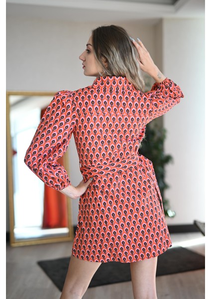 Kemerli Turuncu Elbise modelleri