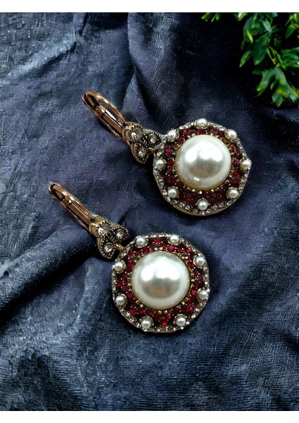 Kristal Taşlı İnci Yuvarlak Küpe fiyatları