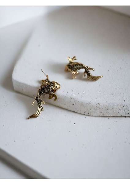 Turkuaz Taşlı Balık Figür Küpe fiyatları